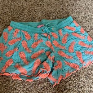 Lilly Pulitzer Baybreeze Embroidered Teal and Coral Shorts